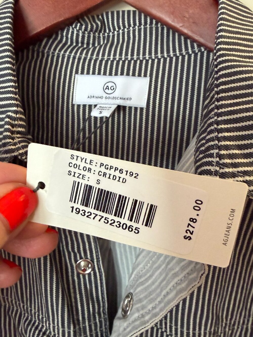 AG Denim Striped Belted Shirt Dress - Size Small